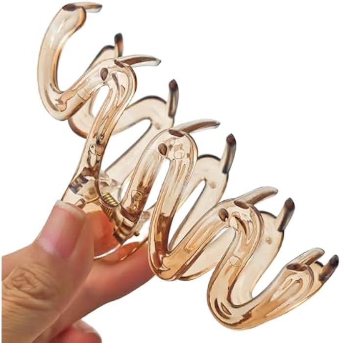 Capiant 4 Pack Non-Slip Wavy Claw Clips for Women - Large Plastic Hair Claws for Thick Hair, Extra Grip Waves Clips - Image 3